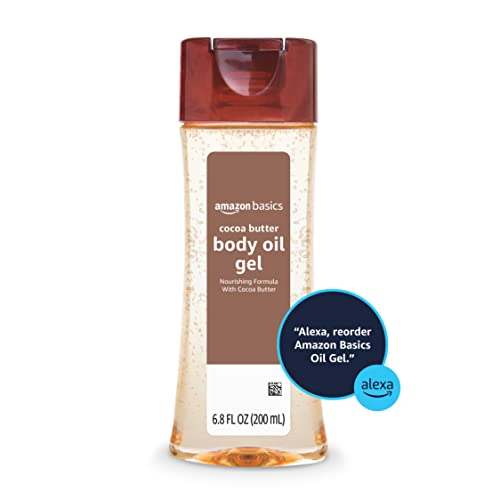 AMAZON BASICS BODY OIL GEL WITH COCOA BUTTER, PARABEN FREE, FOR VERY DRY SKIN, 6.8 FL OZ, 1-PACK (PREVIOUSLY SOLIMO)