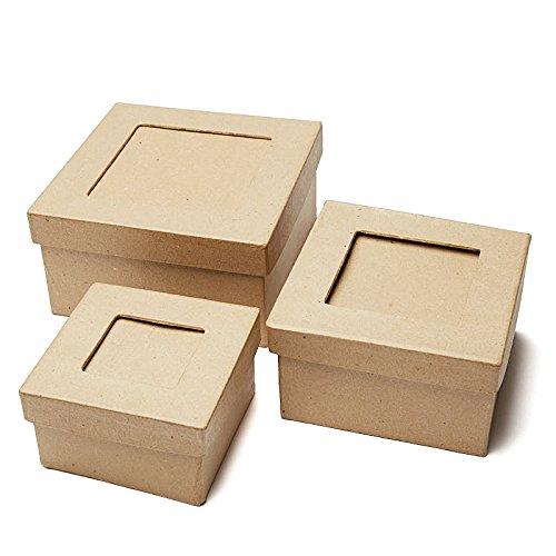 Factory Direct Craft Handcrafted Paper Mache Picture Frame Square Boxes - 3 Boxes