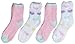 Trimfit Little Girls Microfiber Fuzzy Printed Cozy Socks 4-Pack White-Pink-Purple-Blue (XS / 5-7 sock / 6-11 shoe size