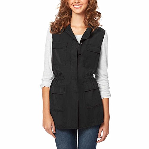 Buffalo David Bitton Ladies Lightweight Military Vest w Adjustable Waistline (XX-Large, Black)
