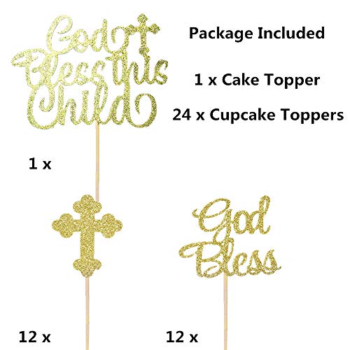 6 JeVenis+Glittery+Baptism+Decorations+Birthday