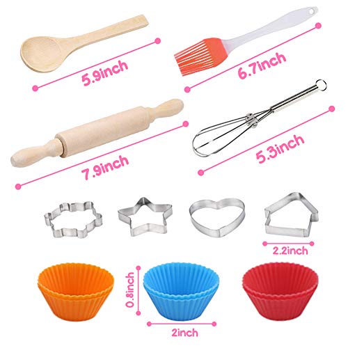 3 otters 27pcs Kids Chef Role Play Costume Set, Kids Apron Set Toddler Cooking and Baking Set, for Dress Up Chef Costume Career Role Play