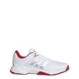 adidas Performance Men's Barricade Court 3 Tennis Shoe, White/Matte Silver/Scarlet, 10.5 M US