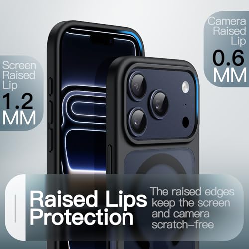 JETech Magnetic Case for iPhone 17 Pro Max 6.9-Inch Compatible with MagSafe, Translucent Matte Back Slim Minimalist Shockproof Phone Cover (Black)