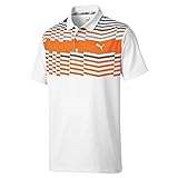 Puma Golf Men's 2019 Road Map Polo, Bright White-Vibrant Orange, x Large