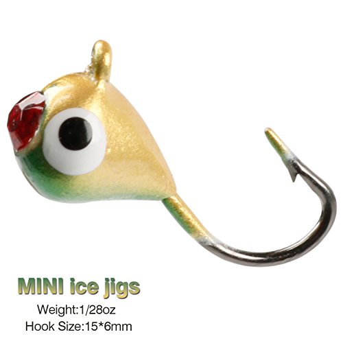 Sougayilang Ice Fishing Jigs with Treble Hook Jig Heads Fishing Lures