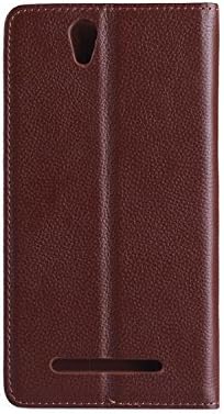 HYAIT SONY C3 Premium Luxury Handmade Executive Flip Litchi Patterns Leather Case Cover For XPERIA C3 - BROWN