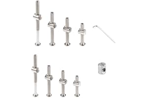 LHAZEMU Silver 32Set Baby Bed Frame Bolts，Crib Screws Hardware Replacement Kit-M6x12mm/16mm/25mm/35mm/45mm/55mm/65mm/75mm Hex Drive Socket Cap Screws Barrel Nuts.