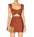 Beateen Women's Crisscross Cut Out Mini Bandage Dress For Club Party BT14120