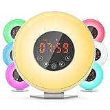 Dr.Meter Sunrise Alarm Clock - Digital LED Night Light Clock with 7 Color Switch and FM Radio for Bedrooms Colorful (JW-6639F)