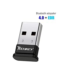 Adaptador Bluetooth para PC Dongle USB Bluetooth 4.0 EDR receptor techkey transferencia inalámbrica para auriculares estéreo portátil Windows 10, 8.1, 8, 7, Raspberry Pi, compatible con Linux, Negro