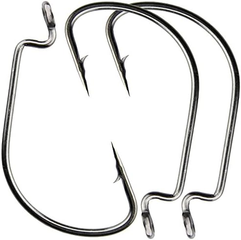 50pcs 7316 2X High Carbon Steel Offset Worm Hook Sport Circle Fishing Hooks for Saltwater Fishing-Size: #1-5/0