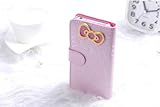 Slim 3D Hello Kitty Bowknot iphone cover case for iPhone 5 Protective Deluxe Book Style Folio Wallet Leather Case for iPhone 5 - Fit for Verizon, AT&T, Sprint, Rogers, Fido etc - Pink