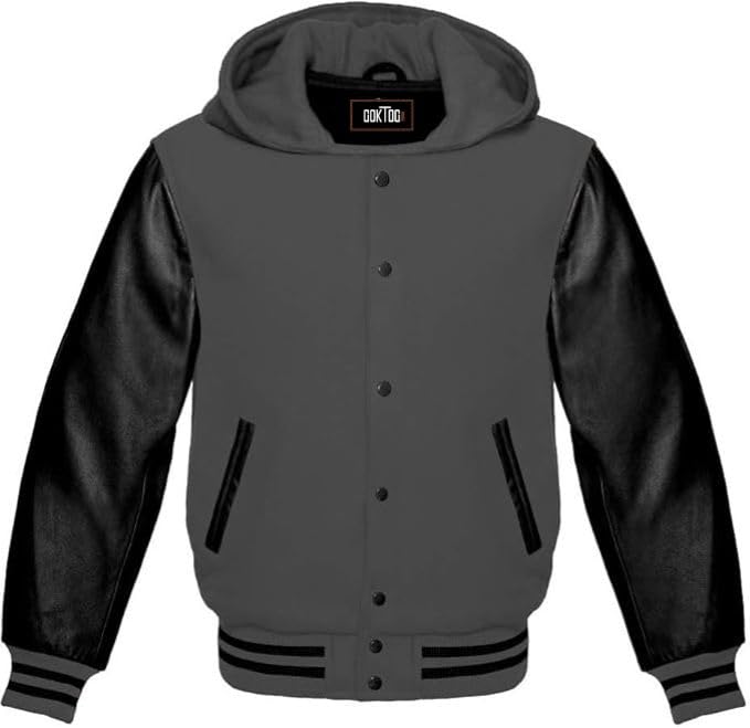 GOKTOG Hooded Varsity Jacket Women, Baseball