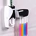 Wekity 015 Squeezer Kit Wall Mounted 5 Toothbrush Holder with Automatic Toothpaste Dispenser (Black)