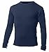 100% Merino Wool Lightweight Mens Base Layer - Long Sleeve Crew Shirt Navy Large
