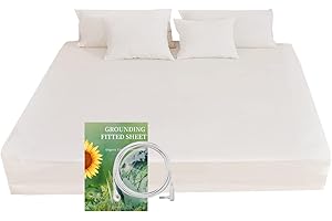KLASLAV Grounding Fitted Sheet Kit, Conductive Sheet with Silver Fiber, Grounding Cord, Grounding Bed Cover for Efficient Sleep, Reduce Stress Natural Health,White (King)