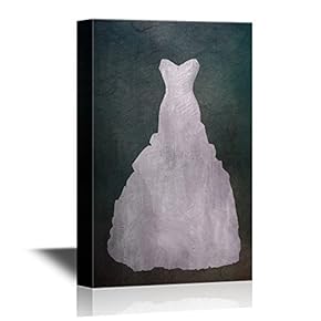 Canvas Wall Art - Oil Painting Style White Wedding Dress - Gallery Wrap Modern Home Art | Ready to Hang - 12x18 inches