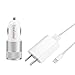 Generic 5V 2.1A US USB Plug Travel Adapter Wall Fast Car Charger Set (White)