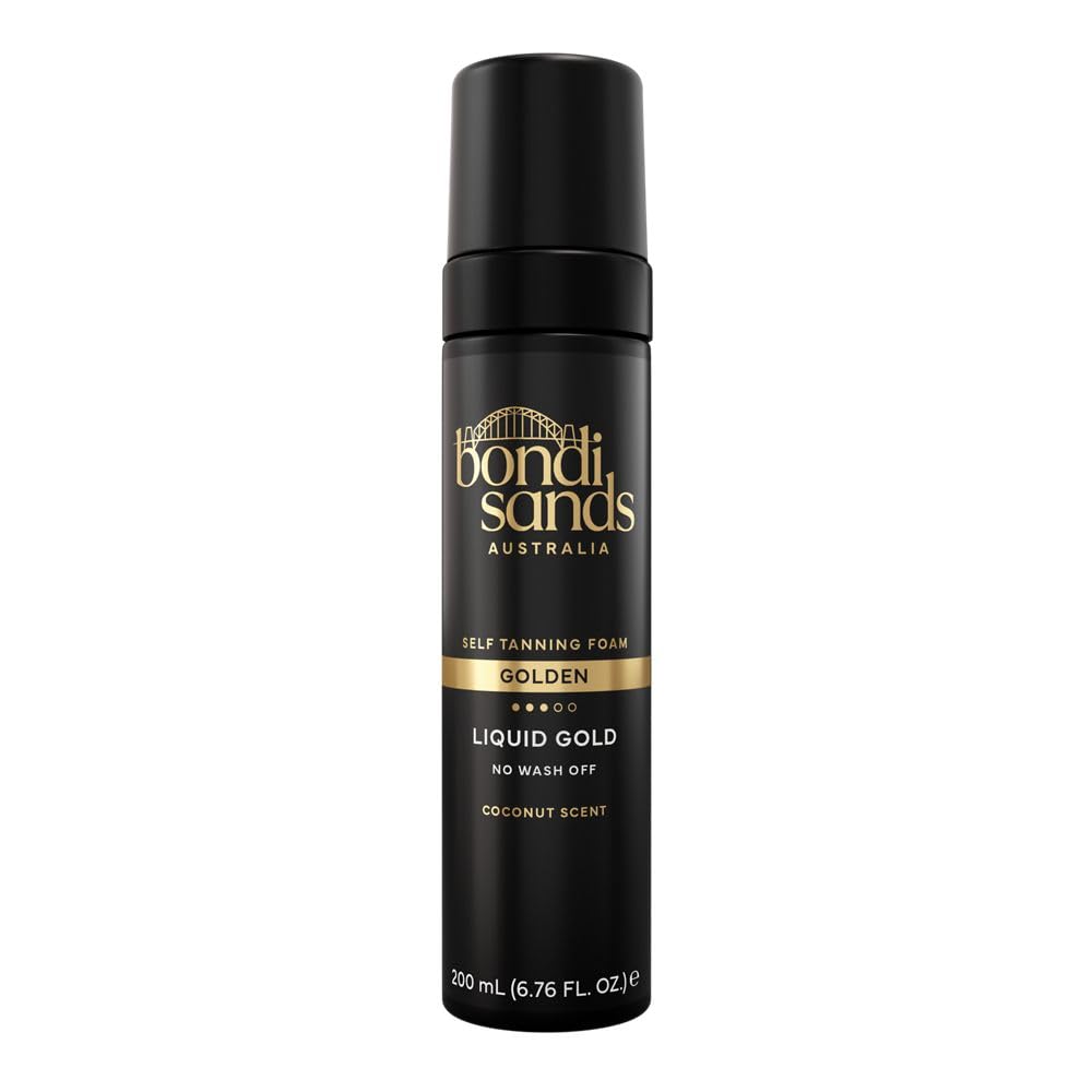 Bondi Sands Liquid Gold Self-Tanning Foam, Enriched with Argan Oil, Vegan + Cruelty Free, Coconut Scent, 200mL