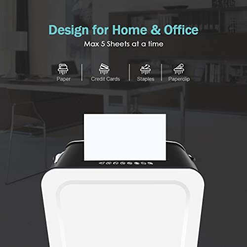 EZBASICS 5-Sheet Cross-Cut （Lubricant is not Needed） Paper and Credit Card Shredder with Pullout Basket, 58 dB, White - Thumbnail 4
