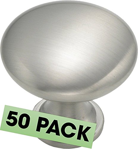 Cabinet Round Knob 1-1/4-inch Diameter 1-1/4-inch Diameter, Satin Nickel (50)