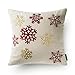 Phantoscope Christmas Pillow Covers Embroidery Snowman Letter Snow Flakes Pillowcase Cushion Cover Pack of 4 18 x 18 inches 45 x 45 cm