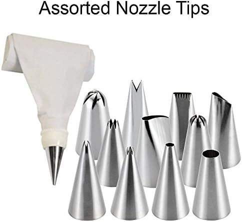 Pramukh Enterprice 12 Piece Cake Decorating Set Frosting Icing Piping Bag Tips with Steel Nozzles. Reusable & Washable