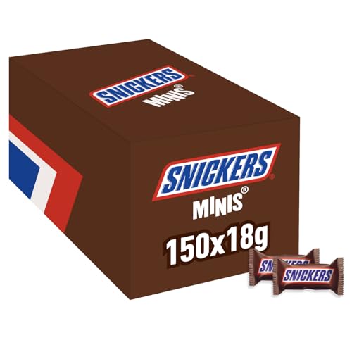 Snickers, Caramel & Peanuts Bulk Chocolate Box, Milk Chocolate Minis Case 150x 18g
