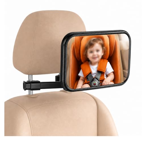 Altomex Espelho Retrovisor Traseiro para Carro, Preto, Ajustável, Monitoramento de Bebê na Cadeirinha, Visão Ampla, Retangular