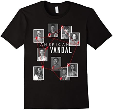 Mens American Vandal Morning Show 9 Cork Board Suspects T-Shirt Medium Black