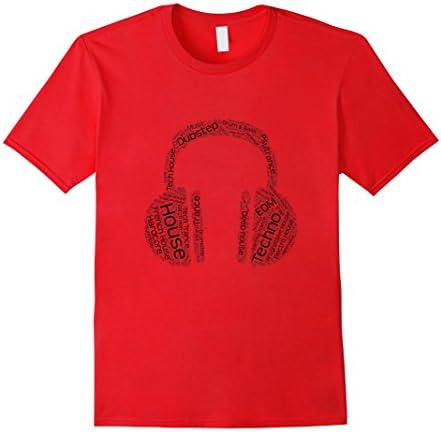 Mens Headphones Electronic Rave Colored T-Shirt   Medium Red