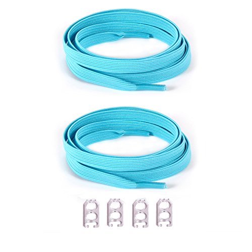 DB Elastic No Tie Shoelaces for Kids and Adults - Wide Athletic Shoelaces - Running Shoelaces for Sneakers and Casual Shoes Sky Blue Shoe Strings