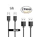 Netdot Gen7 Nylon Braided USB-C Magnetic Fast Charging Cable Compatible with Type-C Smartphone(5ft USB-C/2 Pack Black)