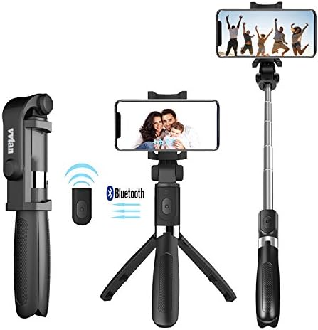 Portable Lightweight Selfie Stick, Bluetooth Selfie Stick Tripod with Removable Wireless Remote Shutter, Extendable Mini Handheld Selfie Stick for iPhone, Android Samsung,Huawei,LG,More