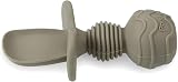PandaEar 6 Pack Silicone Baby Weaning Spoons and Forks Set Tan Walnut Grey view 8