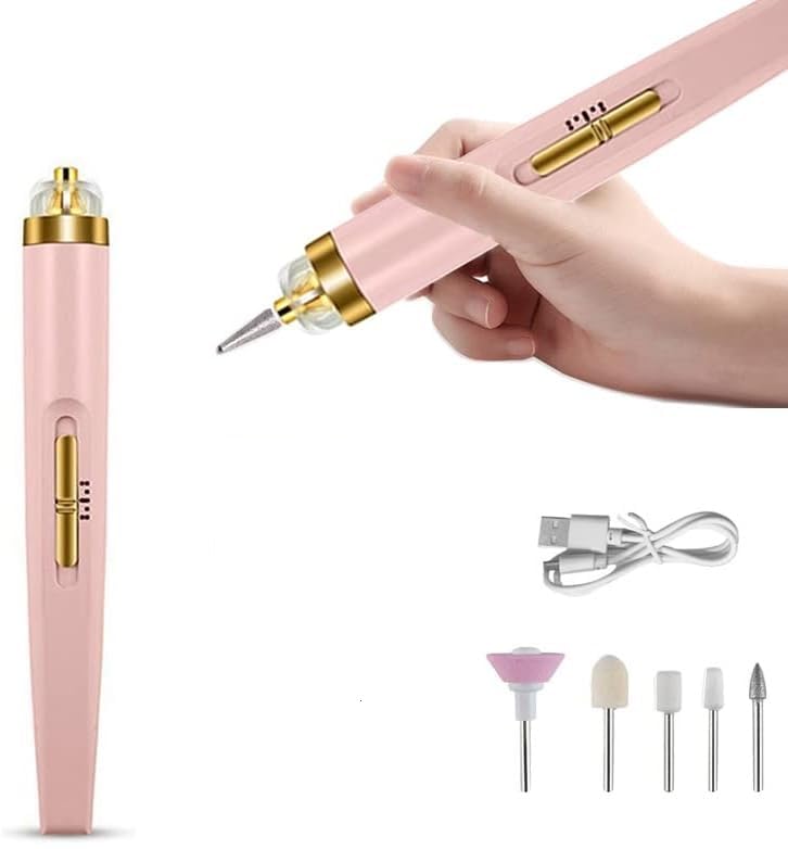 5 in 1 Electric Nail File, USB Nail Files Professional Adjustable Speed Portable Electric Manicure Pedicure Kit Nail Drill Electric File for Acrylic Nails, Gel Nails Beauty