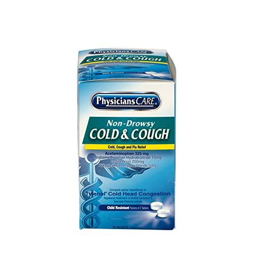 PhysiciansCare Cold and Cough Congestion Medication, 50 Doses of Two Tablets, Non Drowsy