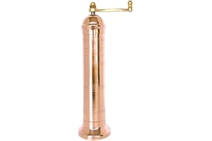 Alexander Home The Original Greek Salt Mill 9 Inch Tall | European Salt Mill Grinder with Crank Handle | Manual Salt Grinder | Salt Refillable - Copper