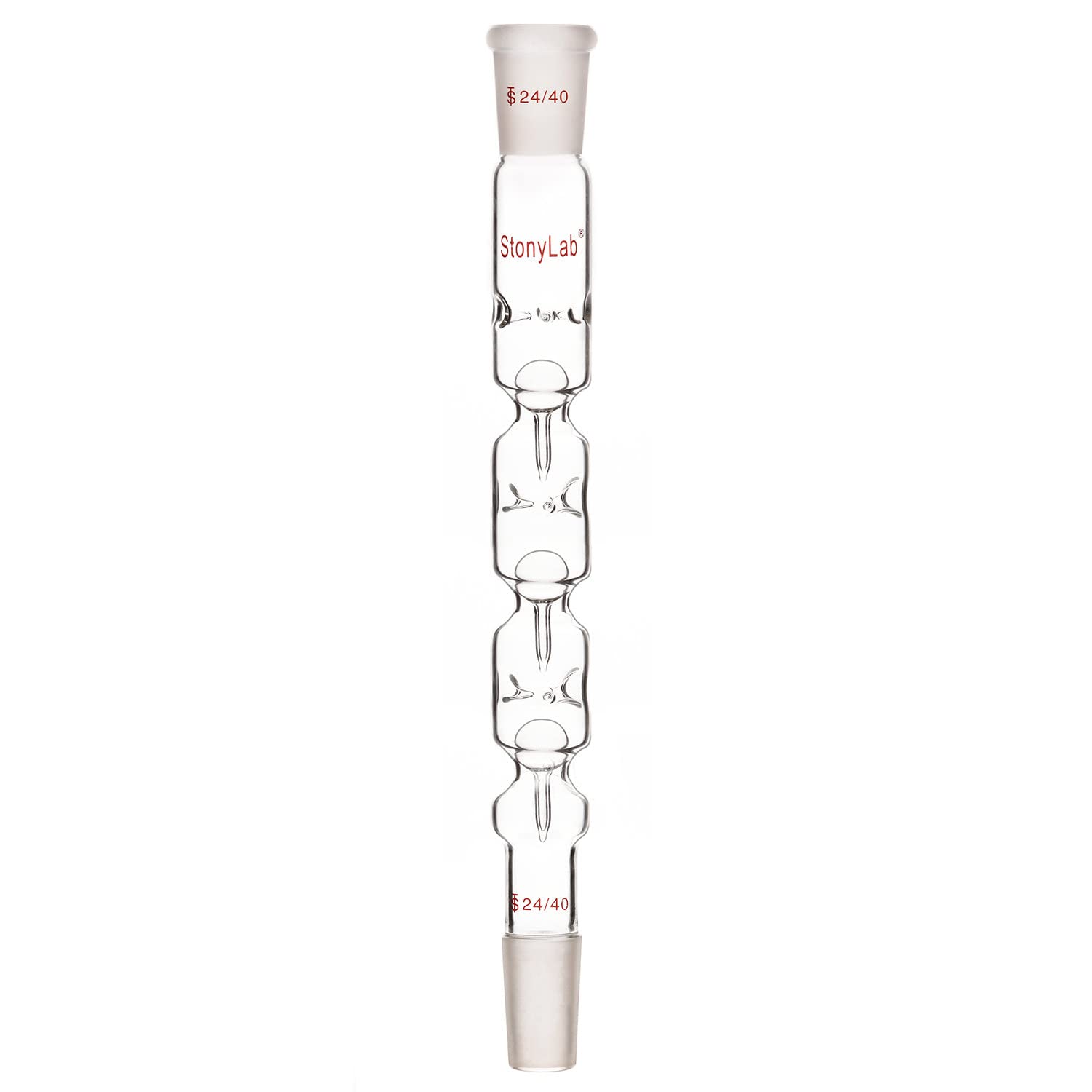 stonylab Glass Snyder Distilling Column, Borosilicate Glass 3 Section Concentrate Snyder Column with 24/40 Joints, 300 mm Overall Length
