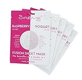 Fusion Face Mask - Raspberry and Yogurt for Anti aging, Brighten, Moisturizer, Hydrate, Blemish, Dark Circles Control For Oily, Dry, Sensitive Skin - Organic & Natural Essence 5 Sheets Set