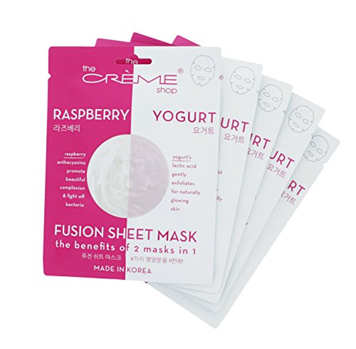 The Crème Shop - Brighten + Detox Raspberry & Yogurt Fusion Sheet Mask - 5 Piece Set