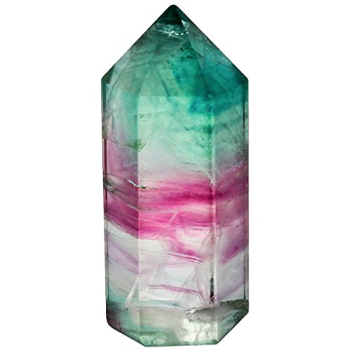 SUNYIK Natural Fluorite Gemstone Self Standing 6 Facet Single Point Healing Chakra Figurine Sphere H