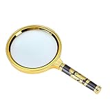 90mm Handheld 5X Loupe Magnifier Magnifying Glass Lens Perfect Viewing Small New -Gold