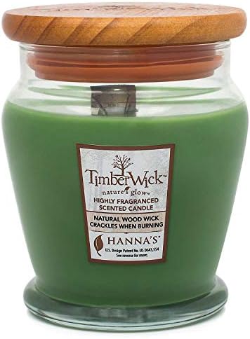 Hannas Candle Company 100463 Timber Wick Candle With Wooden Lid, 925Ounce, Pine Meadow