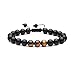 MAOCEN Handmade 8mm Matte Black Onyx Stone and Tiger Eyes Stone Bead Bracelet for Men Size Adjustable