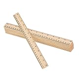 KASOU 15 Pieces Wooden Rulers Double-sided Ruler Measuring Rulers Wood Inch Scales (12 Inches) and Metric Scales (30 cm)