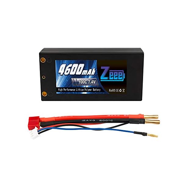 Zeee 2S Kurzer Lipo Akku 7,4V 100C 4600mAh Hardcase RC Batterie mit 4,0 mm Kugel to Deans T Stecker für RC Fahrzeuge…