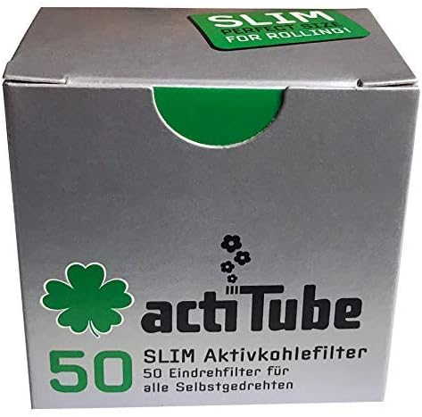 Actitube Activated Charcoal Slim Smoking Filter Tips, Pack of 50 units by Rolling Filters