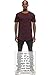 JC DISTRO Mens Hipster Hip Hop Cotton eLong Round Scallop Hemline Tshirt Wine Medium